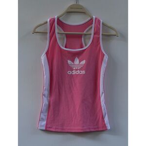 Adidas Women's Pink White Classic Logo Sport Tank Top Size S
